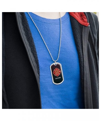 Personalized Custom 1 Line Firefighter Maltese Cross Fire Rescue Military Dog Tag Pendant with Chain $9.34 Necklaces