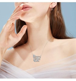 Butterfly Initial Necklaces for Women 925 Sterling Silver Initial A-Z Necklace - Butterfly Initial Letter Jewelry Mother's Da...