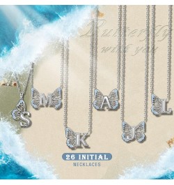 Butterfly Initial Necklaces for Women 925 Sterling Silver Initial A-Z Necklace - Butterfly Initial Letter Jewelry Mother's Da...