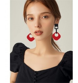 Fashion Retro Simple Acrylic Splicing Rectangle Hollow Earrings for Women Exaggerated Statement Dangle Drop Earrings Y RED EA...