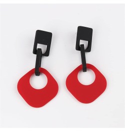 Fashion Retro Simple Acrylic Splicing Rectangle Hollow Earrings for Women Exaggerated Statement Dangle Drop Earrings Y RED EA...