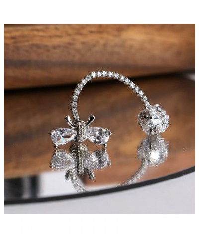 Small Rhinestone Bow Earrings Stud for Women - Sparkly Cubic Zirconia Chain Crystal Ball Drop Dangle Jewelry Gift Silver $7.9...