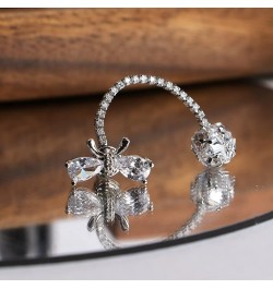 Small Rhinestone Bow Earrings Stud for Women - Sparkly Cubic Zirconia Chain Crystal Ball Drop Dangle Jewelry Gift Silver $7.9...