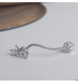 Small Rhinestone Bow Earrings Stud for Women - Sparkly Cubic Zirconia Chain Crystal Ball Drop Dangle Jewelry Gift Silver $7.9...