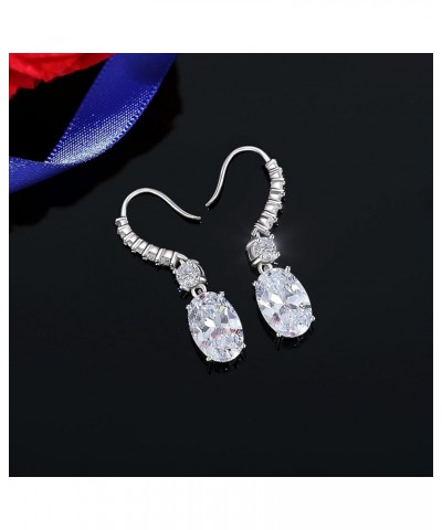 Diamond Earrings for Women, 925 Sterling Silver Oval Cut 6Ct Lab Simulation Diamond 5A Cubic Zirconia Drop Dangle Earrings Wh...