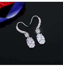 Diamond Earrings for Women, 925 Sterling Silver Oval Cut 6Ct Lab Simulation Diamond 5A Cubic Zirconia Drop Dangle Earrings Wh...