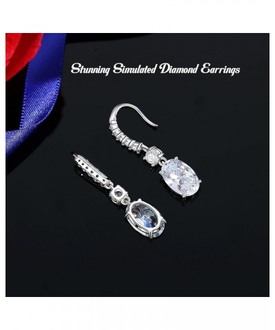 Diamond Earrings for Women, 925 Sterling Silver Oval Cut 6Ct Lab Simulation Diamond 5A Cubic Zirconia Drop Dangle Earrings Wh...