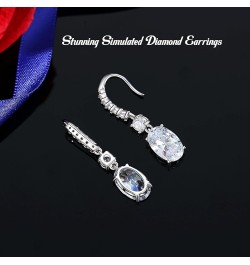 Diamond Earrings for Women, 925 Sterling Silver Oval Cut 6Ct Lab Simulation Diamond 5A Cubic Zirconia Drop Dangle Earrings Wh...