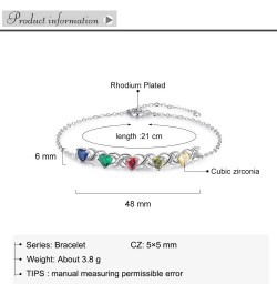 Personalized Heart Link Bracelet for Women Custom 2-7 Names Bracelets with Simulated Birthstones Adjustable Family Bracelets ...