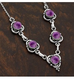 8.45 Cts Round Shape Natural Gemstones Handmade Vintage Style Bohemian Birthstone Necklace Jewelry Women'S Day Gifts For Mom ...