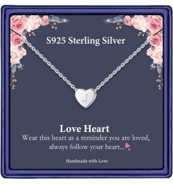 S925 Sterling Silver Heart Initial Necklaces, Dainty Silver Heart Initial Necklaces for Girls Women Heart Pendant Tiny Letter...