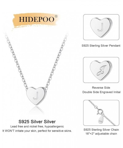 S925 Sterling Silver Heart Initial Necklaces, Dainty Silver Heart Initial Necklaces for Girls Women Heart Pendant Tiny Letter...