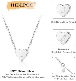 S925 Sterling Silver Heart Initial Necklaces, Dainty Silver Heart Initial Necklaces for Girls Women Heart Pendant Tiny Letter...