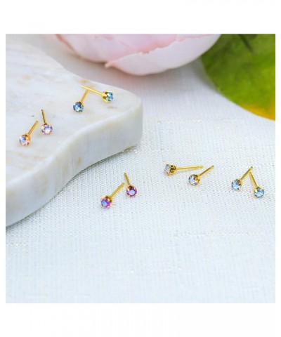 Sensitive Crystal Shimmers Stud Earrings 3mm | Hypoallergenic and Nickel Safe for Sensitive Ears | Gold Plated Post Black Dia...