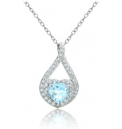 Sterling Silver Gemstone and White Topaz Heart Twist Necklace Blue Topaz $20.29 Necklaces