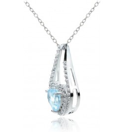 Sterling Silver Gemstone and White Topaz Heart Twist Necklace Blue Topaz $20.29 Necklaces