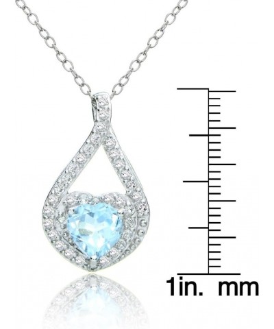 Sterling Silver Gemstone and White Topaz Heart Twist Necklace Blue Topaz $20.29 Necklaces