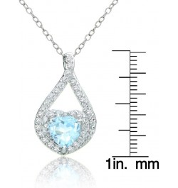 Sterling Silver Gemstone and White Topaz Heart Twist Necklace Blue Topaz $20.29 Necklaces