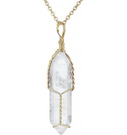 Full Wire Wrapped Energy Healing Crystal Gemstone Pendant Necklace 18" Stainless Steel Chain Natural Clear White Quartz $7.97...