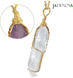 Full Wire Wrapped Energy Healing Crystal Gemstone Pendant Necklace 18" Stainless Steel Chain Natural Clear White Quartz $7.97...