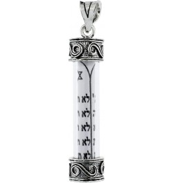 Sterling Silver Mezuzah Necklace The Ten Commandments S Scroll Pattern in Glass Case 1 5/16 inch with 1mm Box Chain 16-30 inc...