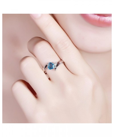 Vintage 925 Sterling Silver Plated Halo CZ Double Heart Created Blue&White Topaz Love Wedding Promise Ring Light Blue US8 $3....