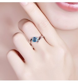 Vintage 925 Sterling Silver Plated Halo CZ Double Heart Created Blue&White Topaz Love Wedding Promise Ring Light Blue US8 $3....