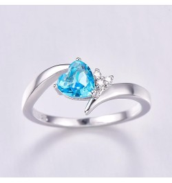 Vintage 925 Sterling Silver Plated Halo CZ Double Heart Created Blue&White Topaz Love Wedding Promise Ring Light Blue US8 $3....