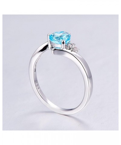 Vintage 925 Sterling Silver Plated Halo CZ Double Heart Created Blue&White Topaz Love Wedding Promise Ring Light Blue US8 $3....