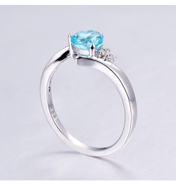 Vintage 925 Sterling Silver Plated Halo CZ Double Heart Created Blue&White Topaz Love Wedding Promise Ring Light Blue US8 $3....