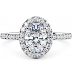 Engagement Ring 1.39 ct. tw. Moissanite Oval Engagement Rings for Women Platinum Plated Silver Free Engraving $53.32 Rings