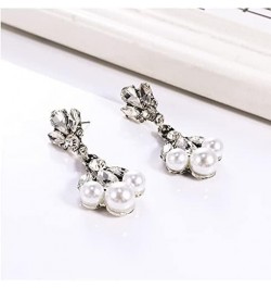 Vintage Silver Art Deco Crystal Pave-Encrusted Cluster Swing Leaf Drop Bridal Earrings for Wedding Pearl Drop $7.22 Earrings