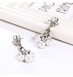 Vintage Silver Art Deco Crystal Pave-Encrusted Cluster Swing Leaf Drop Bridal Earrings for Wedding Pearl Drop $7.22 Earrings