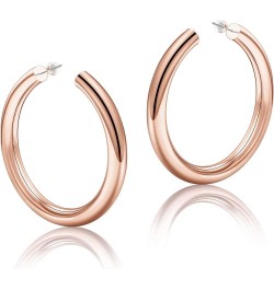 Hoop Earrings for Women - 14K Gold Plated Lightweight Chunky Open Hoops 316L Surgical Stainless Steel Post Thick Hoop Earring...