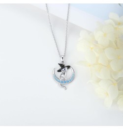 Whale/Pig/Cat Necklace for Women Sterling Silver Animal Moon Pendant Necklaces Jewelry Christmas Gifts for Girls Cat Necklace...