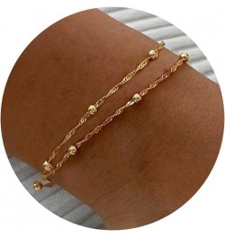 Gold Bracelet for Women - 14K Gold Plated Pearl Tennis Bead Twisted Sparkle CrissCross Bracelet Adjustable Link Chain Simple ...