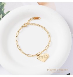 Paperclip Chain Bracelet Personalized for Her Custom Engraved Heart Pendant Bracelet Gold Charm Jewelry Custom Mothers Day Gi...