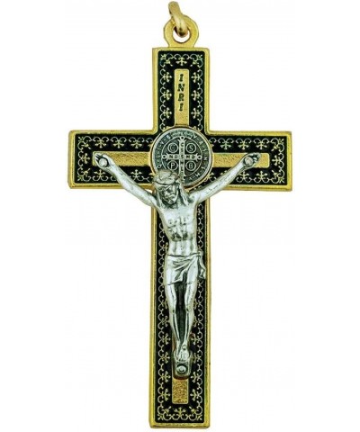 Unique St. Benedict Crucifix with Silver-Tone Base and Colored Enamel | Patron Saint of Students and Europe | Great Catholic ...