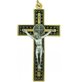 Unique St. Benedict Crucifix with Silver-Tone Base and Colored Enamel | Patron Saint of Students and Europe | Great Catholic ...