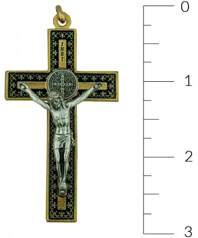 Unique St. Benedict Crucifix with Silver-Tone Base and Colored Enamel | Patron Saint of Students and Europe | Great Catholic ...