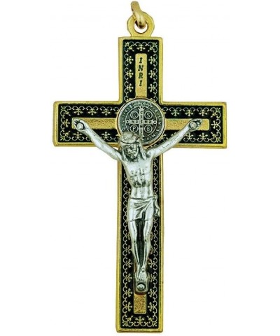 Unique St. Benedict Crucifix with Silver-Tone Base and Colored Enamel | Patron Saint of Students and Europe | Great Catholic ...