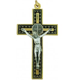 Unique St. Benedict Crucifix with Silver-Tone Base and Colored Enamel | Patron Saint of Students and Europe | Great Catholic ...