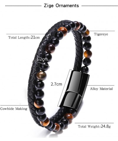 Lugxb Natural Agate Stone Leather Beaded Bracelet, Luxagate Natural Agate Stone Leather Beaded Bracelet A-3+B-3 19cm $6.35 Br...