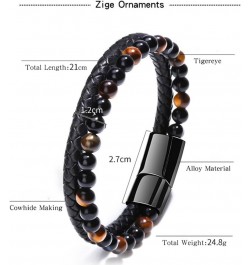 Lugxb Natural Agate Stone Leather Beaded Bracelet, Luxagate Natural Agate Stone Leather Beaded Bracelet A-3+B-3 19cm $6.35 Br...