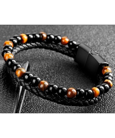 Lugxb Natural Agate Stone Leather Beaded Bracelet, Luxagate Natural Agate Stone Leather Beaded Bracelet A-3+B-3 19cm $6.35 Br...