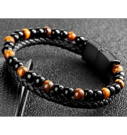 Lugxb Natural Agate Stone Leather Beaded Bracelet, Luxagate Natural Agate Stone Leather Beaded Bracelet A-3+B-3 19cm $6.35 Br...