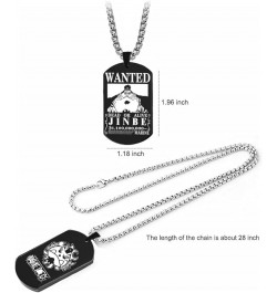 Anime One Piece Wanted Poster Pendant Necklace Titanium Steel Chain Manga Necklaces Dog Tag Jewelry Cosplay Fans Gift Jinbe $...