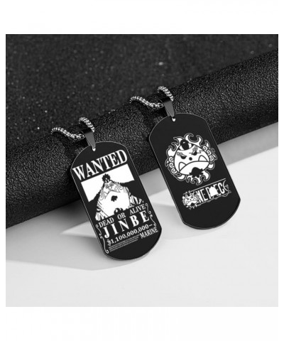 Anime One Piece Wanted Poster Pendant Necklace Titanium Steel Chain Manga Necklaces Dog Tag Jewelry Cosplay Fans Gift Jinbe $...