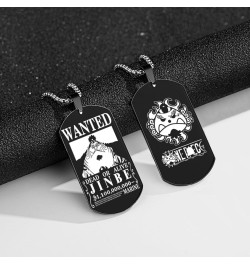 Anime One Piece Wanted Poster Pendant Necklace Titanium Steel Chain Manga Necklaces Dog Tag Jewelry Cosplay Fans Gift Jinbe $...