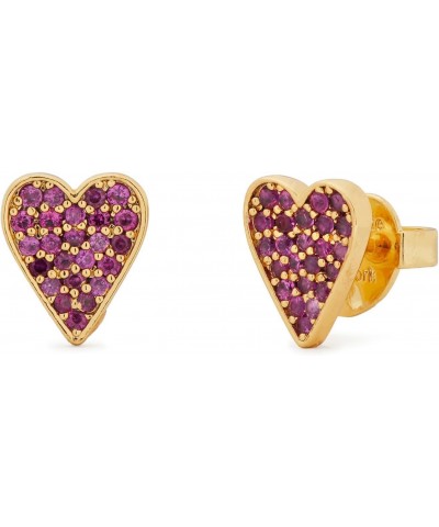 Womens Pave Heart Studs Ruby/Gold One Size $20.81 Earrings